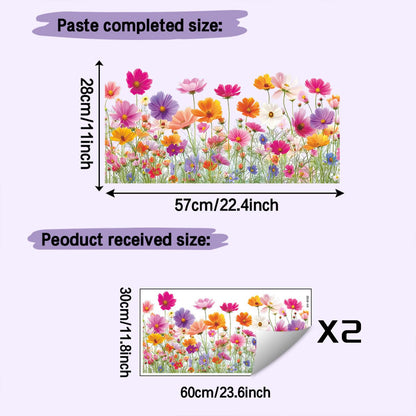 2 Sheets Flower Wall Decals Removable Spring Summer Peel and Stick Wall Stickers Vinyl Waterproof Floral Wall Decor for Bedroom Living Room Bathroom Classroom Kitchen Decorations