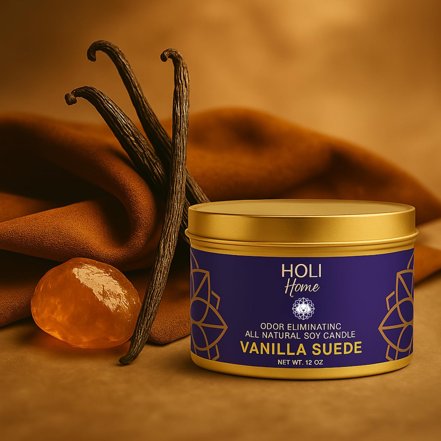 HOLI Pet Odor Eliminator Candle – Vanilla Suede Scent – All Natural Soy Wax, Paraben & Phthalate Free, Pet Safe, Long-Lasting 60-Hour Burn, Non-Toxic & Plastic-Free Air Freshener for Home