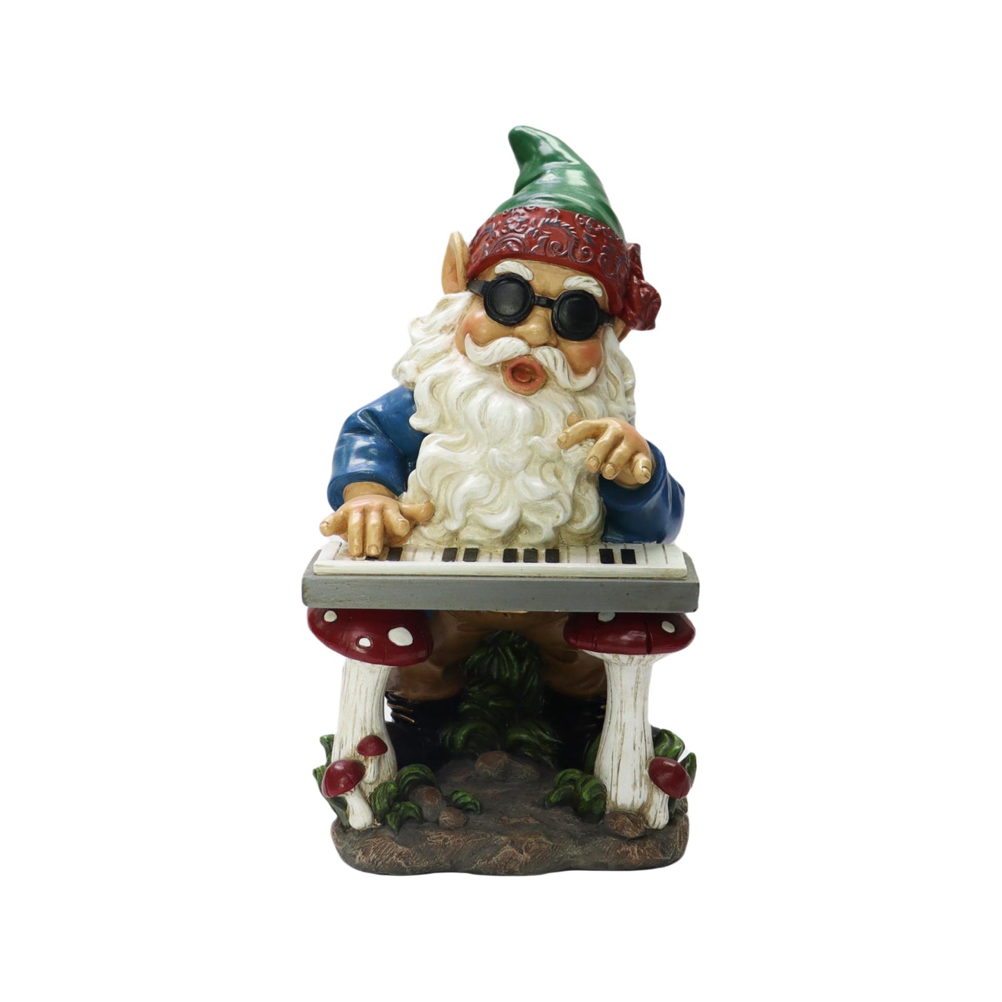 Nature's Mark Rock n Roll Gnome in a Band Palying Keyboard Resin Statue Figurine Home Garden Decorative Accent Décor (10" H)