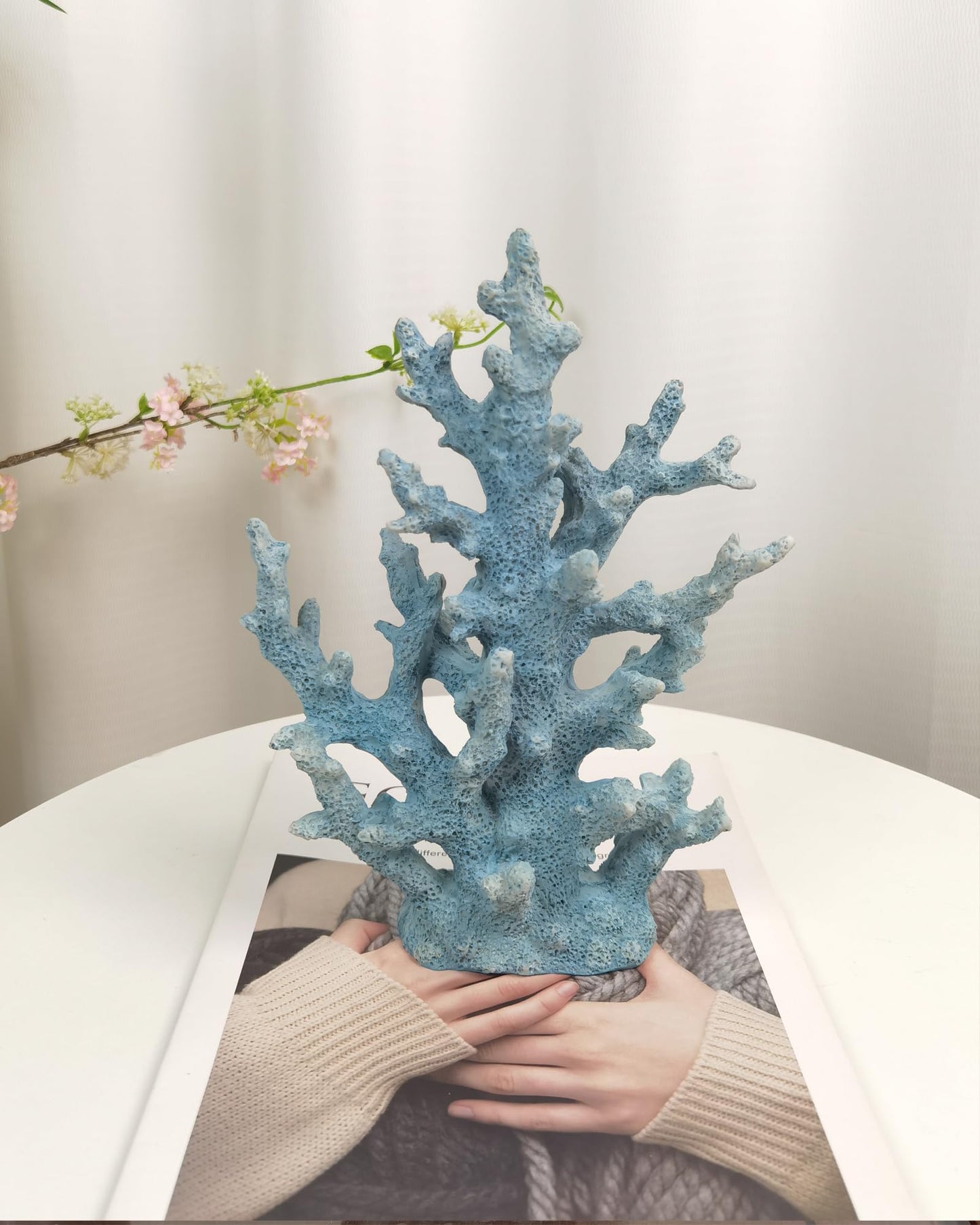 ZASEUCI Lifelike Coral Reef Sculpture Statue - Handmade Resin Ocean Decor for Aquarium, Desk, Bathroom, Shelf - Coastal Beach Nautical Theme Gift for Home & Office