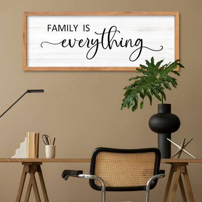 AuraPeak Family Is Everything Wall Decor Rustic Dining Room Sign for Horizontal Home Living Room Entryway Hallway Wood Hanging Plaque Wall Art Decoration (Wood 40"×15")