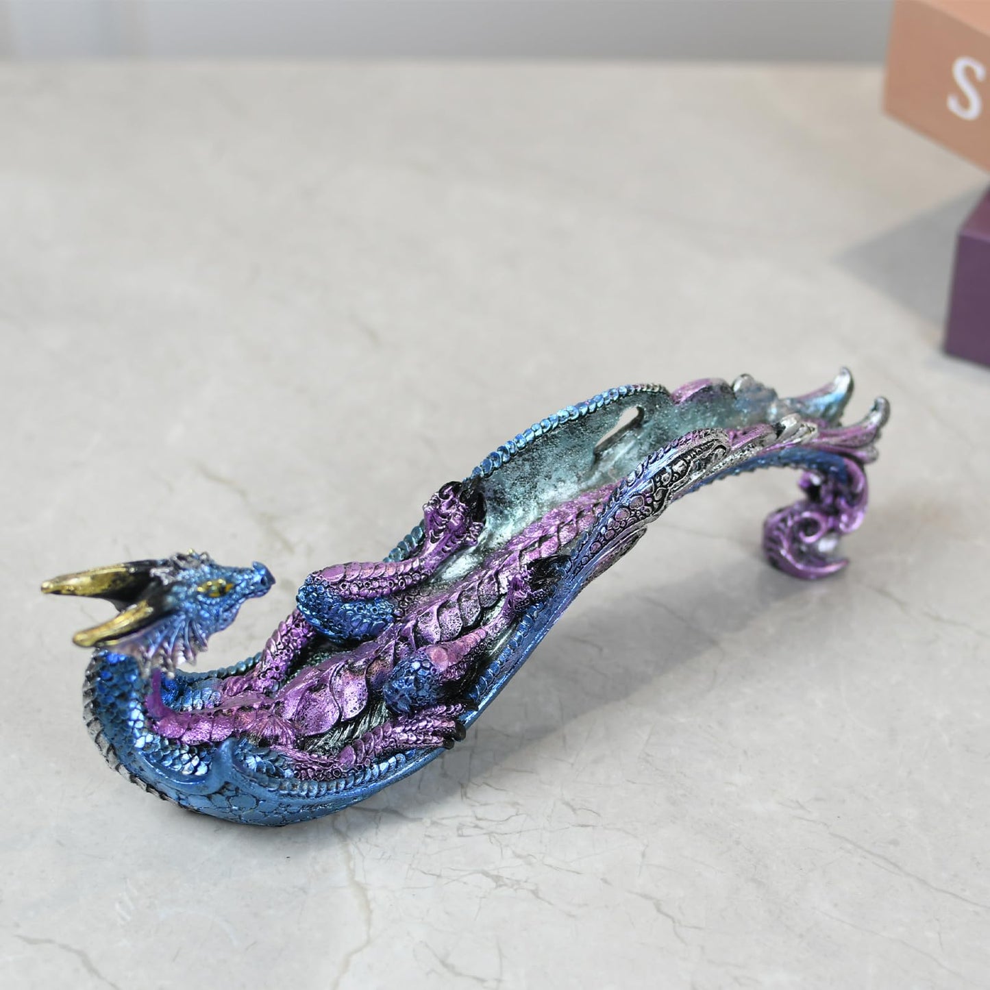 KalyZ@rts Dragon Statue Incense Burner, Incense Holder for Sticks, Incense Stick Holder, Incense Stick Stand for Home Decor (Blue Dragon)