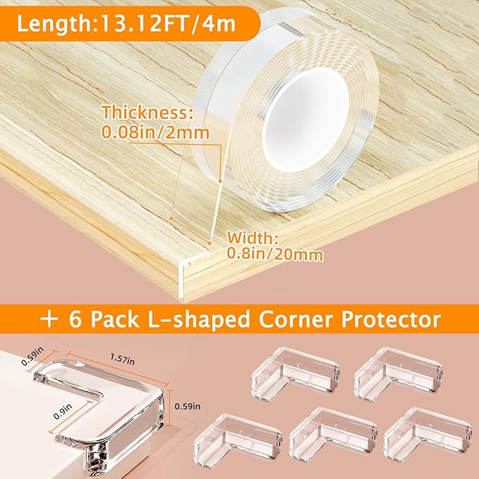 Corner Protectors Baby Proofing, 0.8 in x 13.12 FT Clear Edge Protector Strip