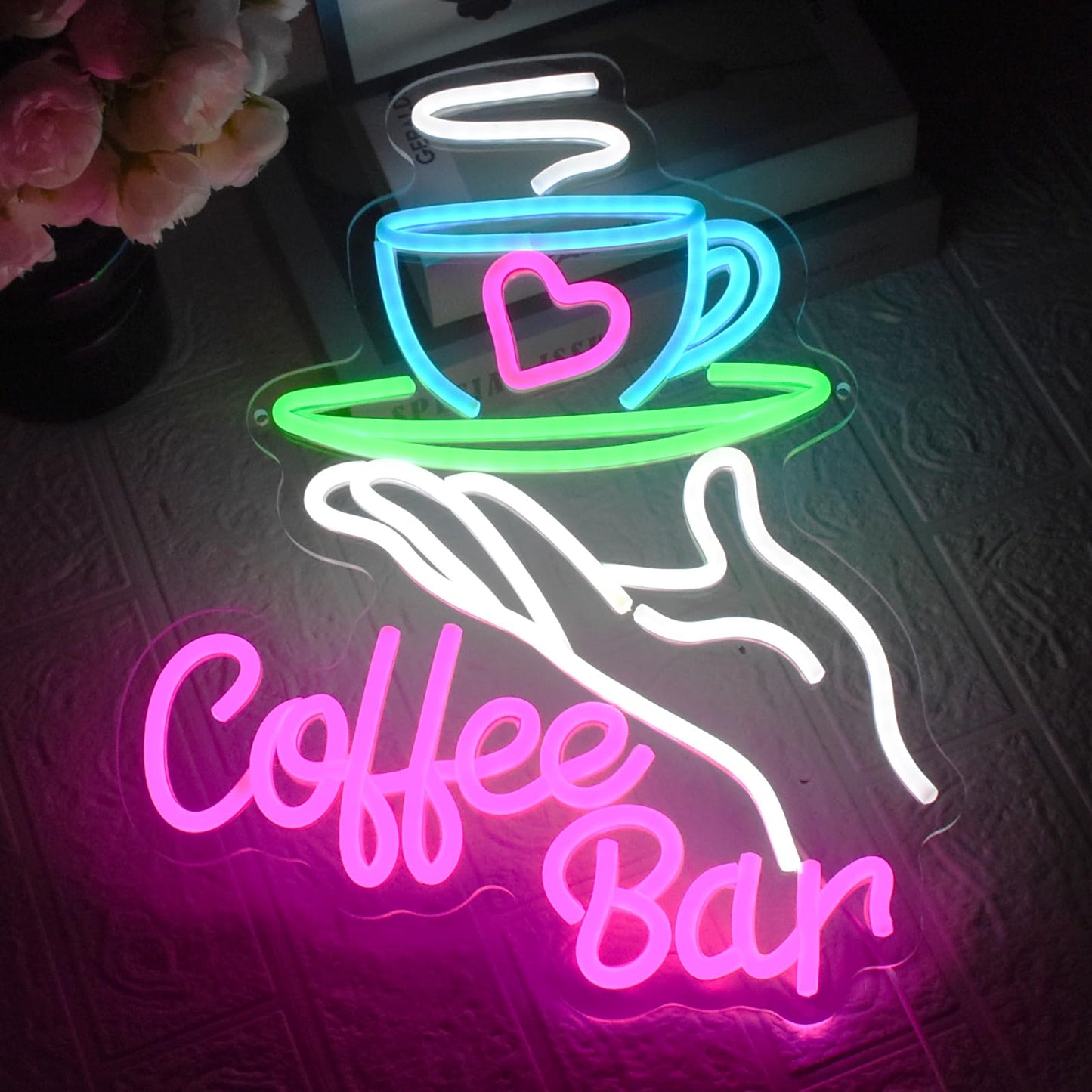 UExnkj-Y Coffee Bar Neon Sign for Wall Decor, Cafe Neon Light with USB Dimmable LED Neon Coffee Light Up Sign for Cafe Bar, Shop Business, Restaurants, Kitchen Party Decoration Gifts