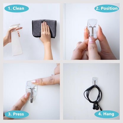 MOVELYST 32 Small Hooks+40 Removable Strips, White Wire Hanger Hooks, Heavy Duty with Adhesive Strips, Damage-Free Utility Hooks, No Tools Wall Hook for Hanging, Value Pack