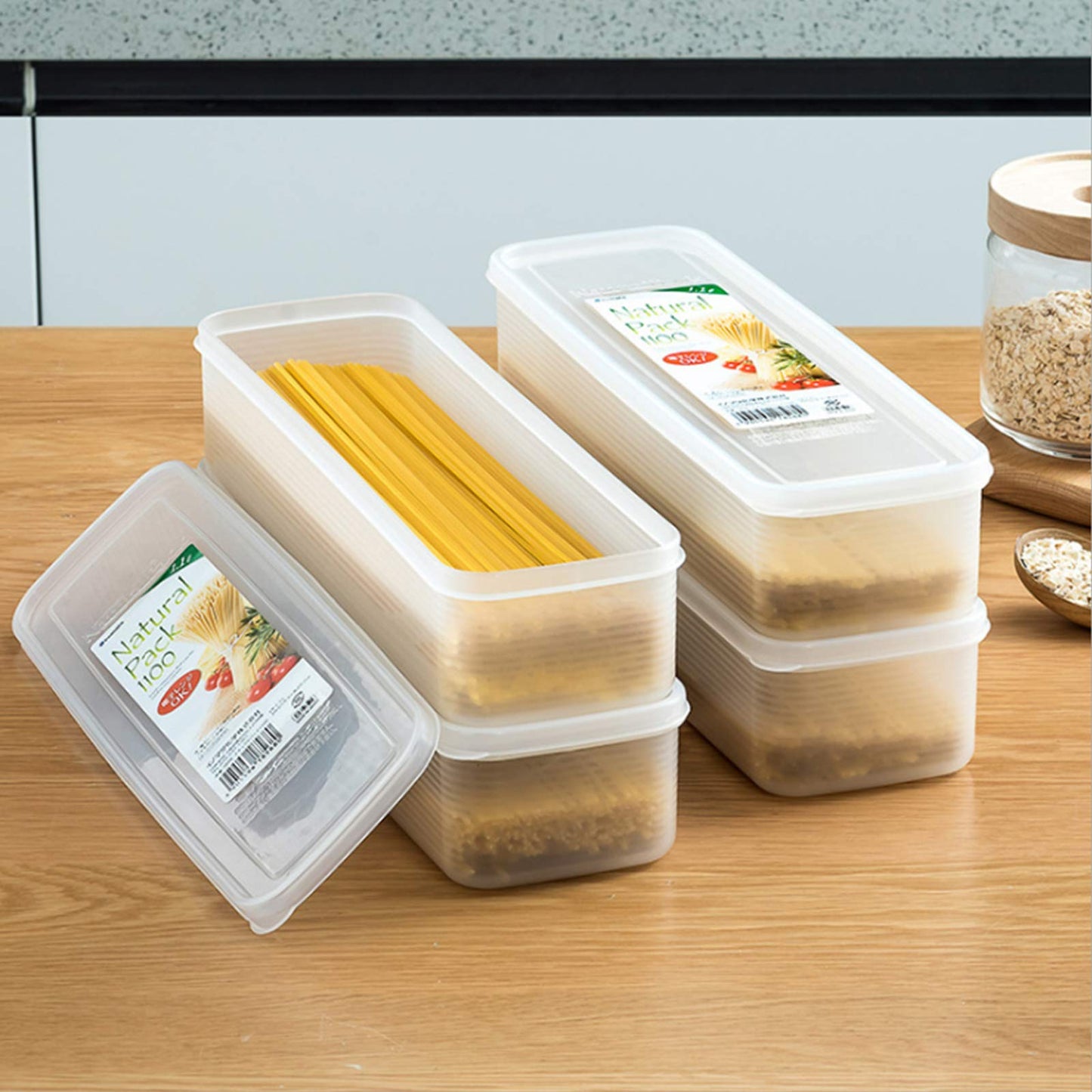 2Pcs Pasta Storage Container Kitchen Spaghetti Food Storage Box - Noodle Canister With Lid for Spaghetti, Noodles, Pasta, Eggs, Fruits Snacks (2Pcs)