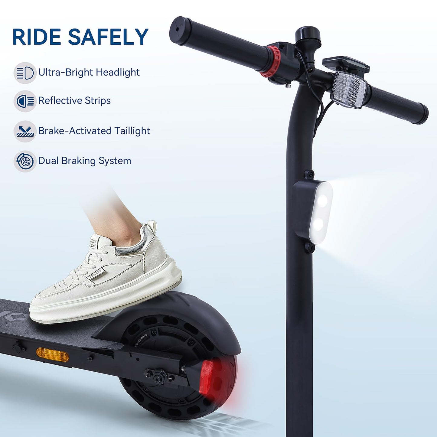 Electric Scooter for Big Kids/Teens - 250W Motor, 15.5 mph Top Speed, Rear Foot Brake, Folding E-Scooter for Riders up to 220 lbs, UL-2272 Certified, Black