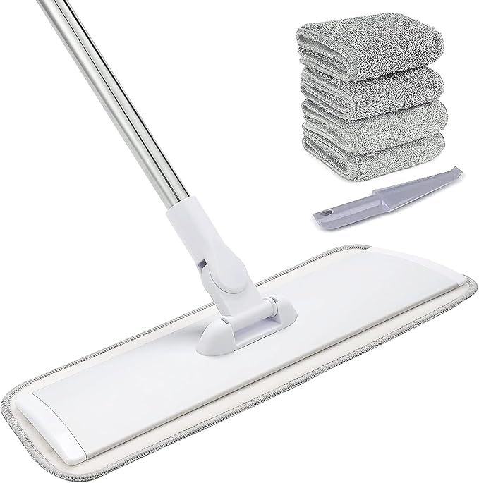 18" Professional Microfiber Mop Floor Cleaning System, Flat Mops