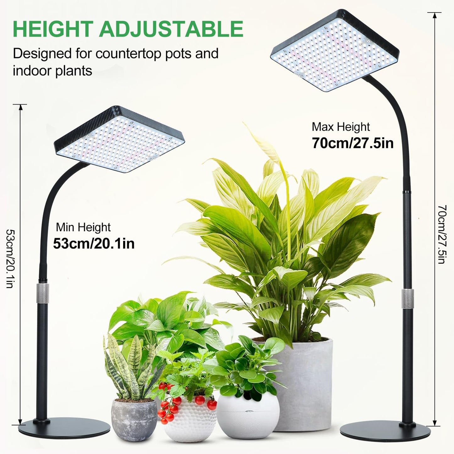 FRGROW 2026 Tabletop Grow Lights for Indoor Plants, Seed Starting, Bonsai, 25 Watt Power Draw, NO Need Adapter, Bright Enough Like A Small Sun, Daisy Chain Function, 16"-24" Height Adjustable