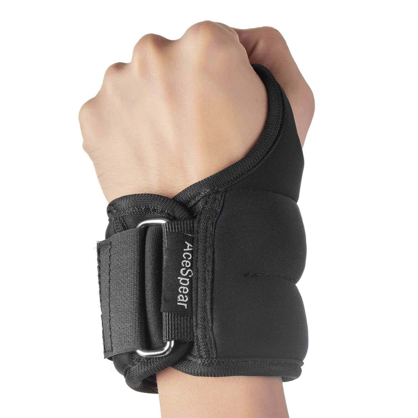 AceSpear Wrist Weights with Thumb Loops Lock for Men Women 1lb*2 2lbs*2 3lbs*2 Ankle Weights Weighted Gloves for Running Strength Training Walking Exercises (Black, 1 lb x 2)