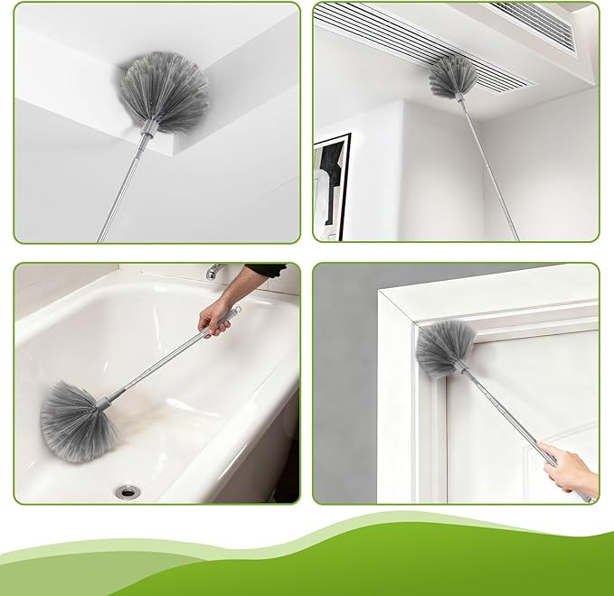 100-inch Duster with Extension Pole, 8-in-1 Cobweb Duster Kit Includes Chenille