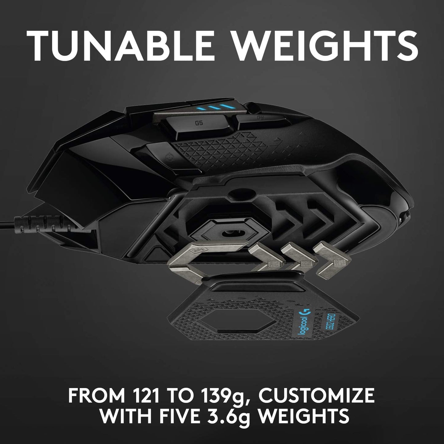 Logitech G502 Lightspeed Wireless Gaming Mouse with Hero 25K Sensor, PowerPlay Compatible, Tunable Weights and Lightsync RGB - Black