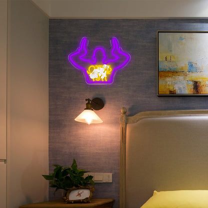 Omega Neon Light Sign Dimmable LED Greek Gesture Shape Retro Math Letter Psi Phi Neon Light, Party Bar Game Room Cinema Living Room Decor Festive Omega Birthday Holiday Gifts(15.7 * 11.8in)