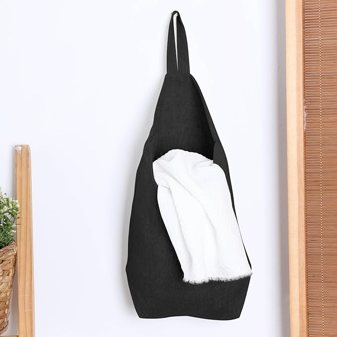 100% Linen Hanging Storage Bags Baskets 2 Pcs, Small Wall Storage Bag