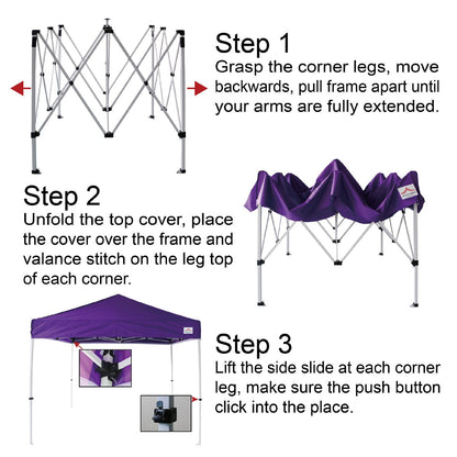 UNIQUECANOPY 10'x10' Pop Up Canopy Tent Commercial Instant Shelter, with 4 Removable Zippered Side Walls and Heavy Duty Roller Bag, 4 Sand Bags Blue