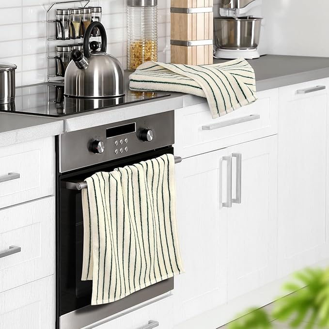 Jacquotha Green Striped Hand Towels