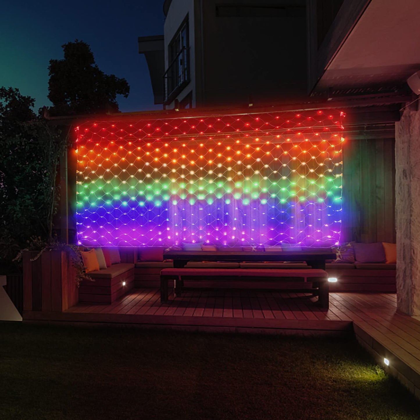 Leisure world Rainbow Pride Flag Lights 384 LEDs – 6.6ft x 3.3ft Waterproof Net Light with 8 Modes for Yard, Garden, Pride Month & Party Decor