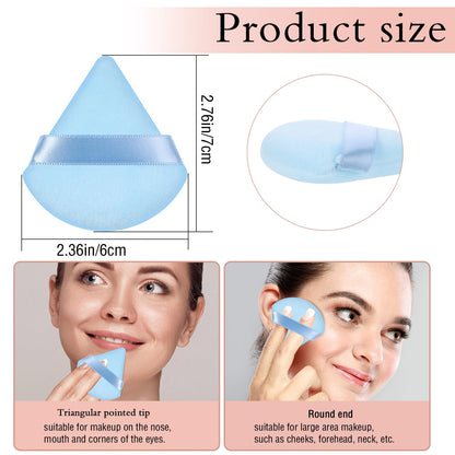 Pimoys 6 Pieces Powder Puff Face Makeup Sponge Soft Velour Triangle Powder Puffs Beauty Sponge Stocking Stuffers for Loose Powder (Black, Pink)