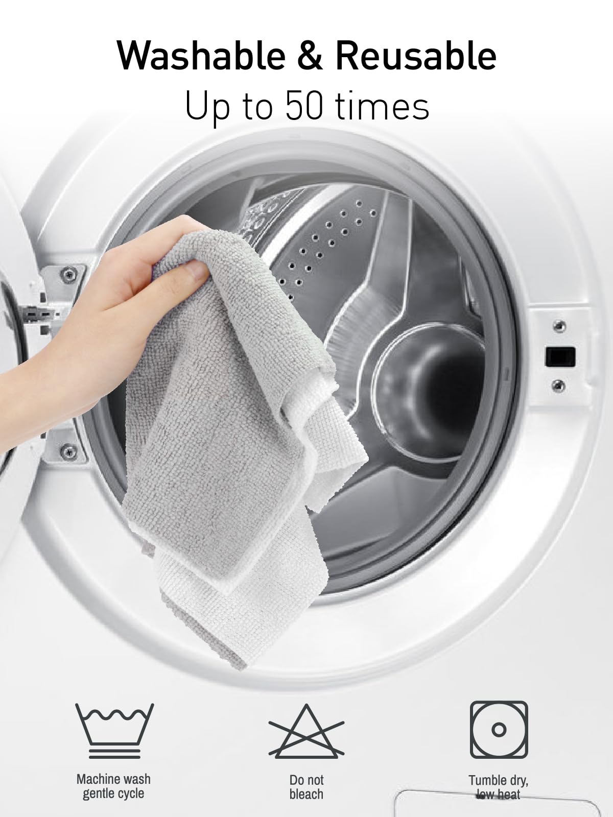 Fantasticlean Microfiber Cleaning Cloth Roll -150 Pack, Tear Away Microfiber Towels, 12" x 12", Reusable, Washable, Ultra Absorbent Dishcloth for Home Supplies, Car, Pet, Kitchen (2 Rolls of Grey)