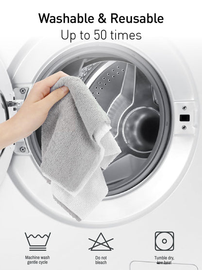 Fantasticlean Microfiber Cleaning Cloth Roll -150 Pack, Tear Away Microfiber Towels, 12" x 12", Reusable, Washable, Ultra Absorbent Dishcloth for Home Supplies, Car, Pet, Kitchen (2 Rolls of Grey)