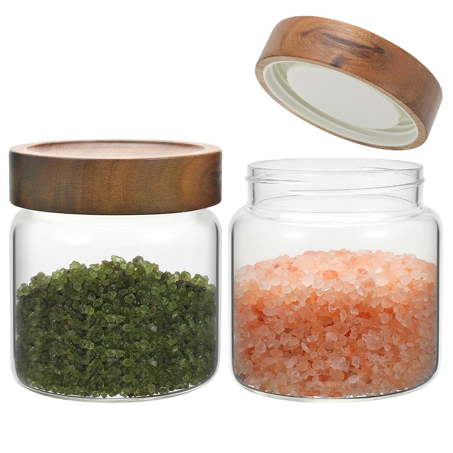 OULOVECO Small Glass Jars With Lids 16oz Spice Jars with Screw Lids Kitchen Clear Glass Storage Canister Container for Salt Herbs Cinnamon Coffee Seasoning Candy Cookie Tea (16oz(500ml)-2 pack)