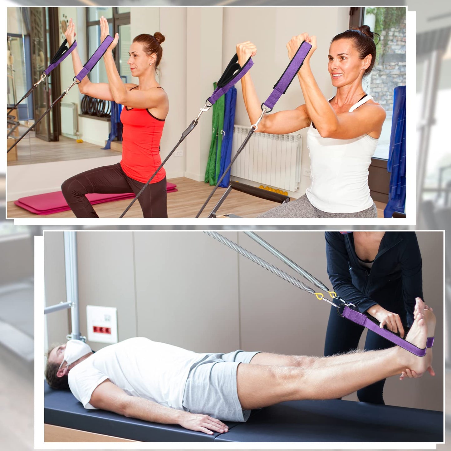 2 Pcs Pilates Double Loop Straps for Reformer Pilates Straps Pilates Equipment Yoga Straps Exercise Straps for Home Gym Workout