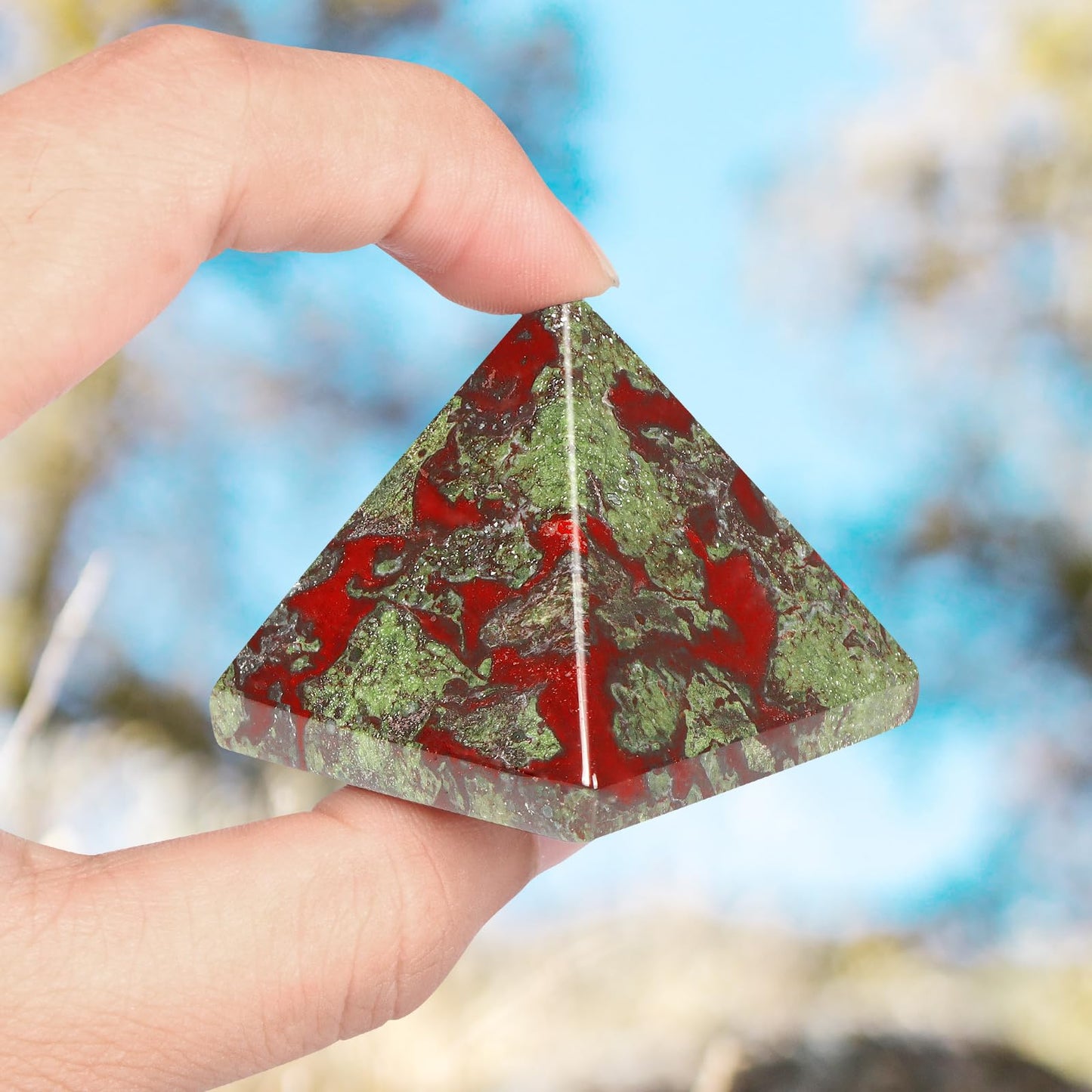 Artistone 1.6" Dragon Blood Stone Crystal Orgone Pyramid Positive Energy Generator Healing Crystals Chakra Meditation Pyramids Decoration for Home