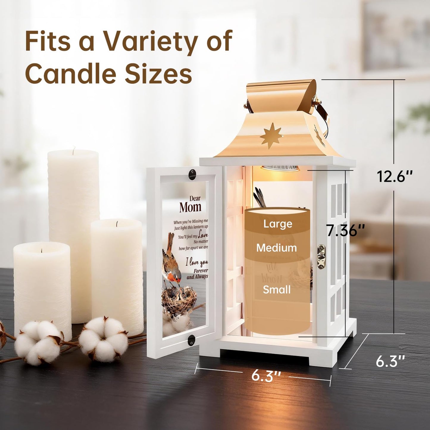 Gifts for Mom from Daughter - Unique Mother's Day Birthday Gifts for Mom from Daughter- Mother Daughter Gift Lantern Christmas - Flameless Candle Warmer Lamp with Timer