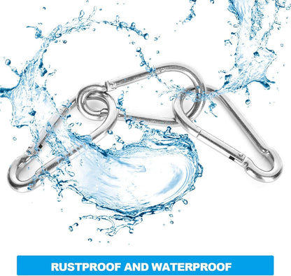 4 Pack 4 Inch Carabiner 304 Stainless Carabiner, M10 Heavy Duty Large Carabiner Clips Qiuck Link Spring Snap Hook Keychain Buckle Rope Connector for Indoor Outdoor Camping Hiking Swing Gym Hammock