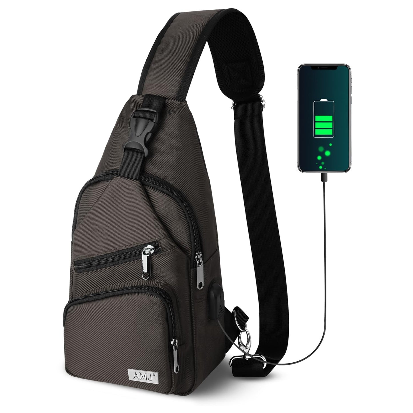 AMJ Crossbody Sling Bag Men Women, Casual Shoulder Backpack, Chest Daypack Satchel for Hiking Travel