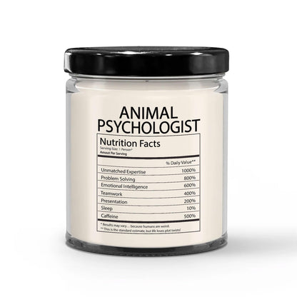 Funny Gifts for Animal Psychologist Nutrition Facts Label - Christmas Candle for Coworker Staff Employee Boss Manager - Thank You, Birthday - Vanilla Scented Soy Wax, 9oz