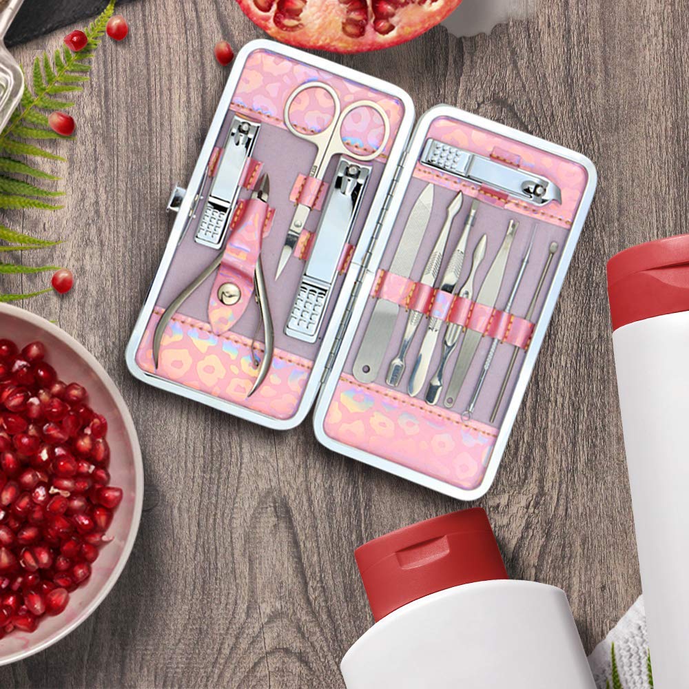ZIZZON Nail Clippers Kit Manicure Pedicure set with Holographic Case(Purple)