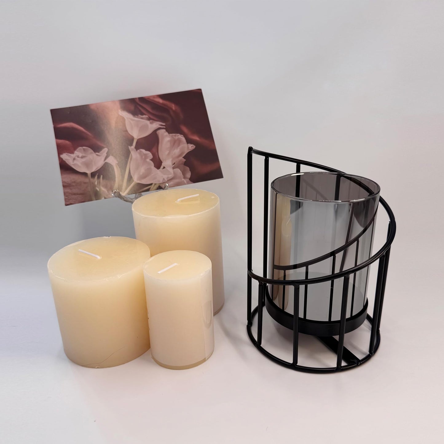 YIUTOYILY Black Hurricane Candle Holder, Black Candle Holders for Pillar Candles with Clear Glass Sleeve - Elegant Centerpiece for Weddings, Dinners, Party Decor