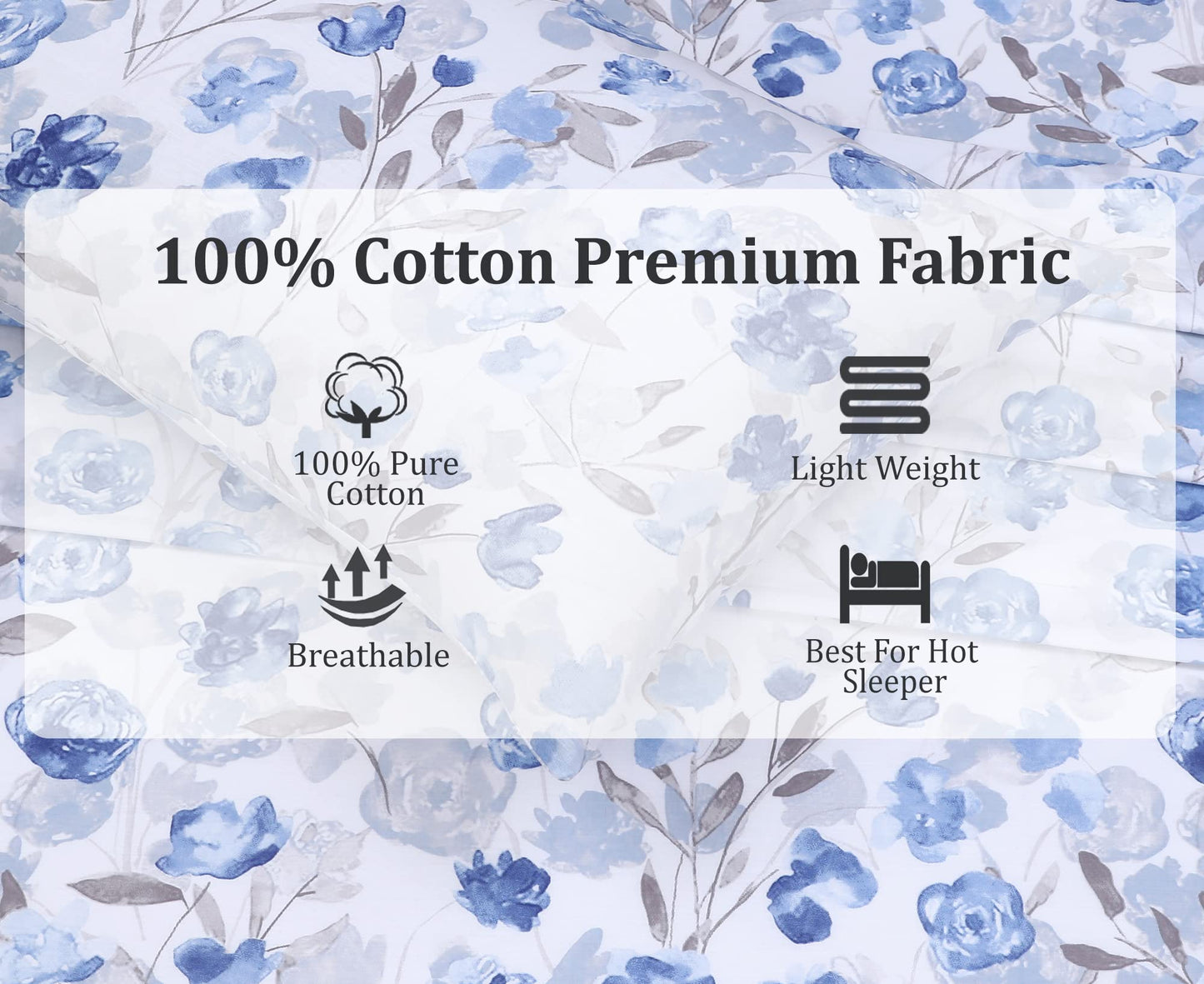 RUVANTI 100% Cotton Percale Sheets Queen Size, Monotones