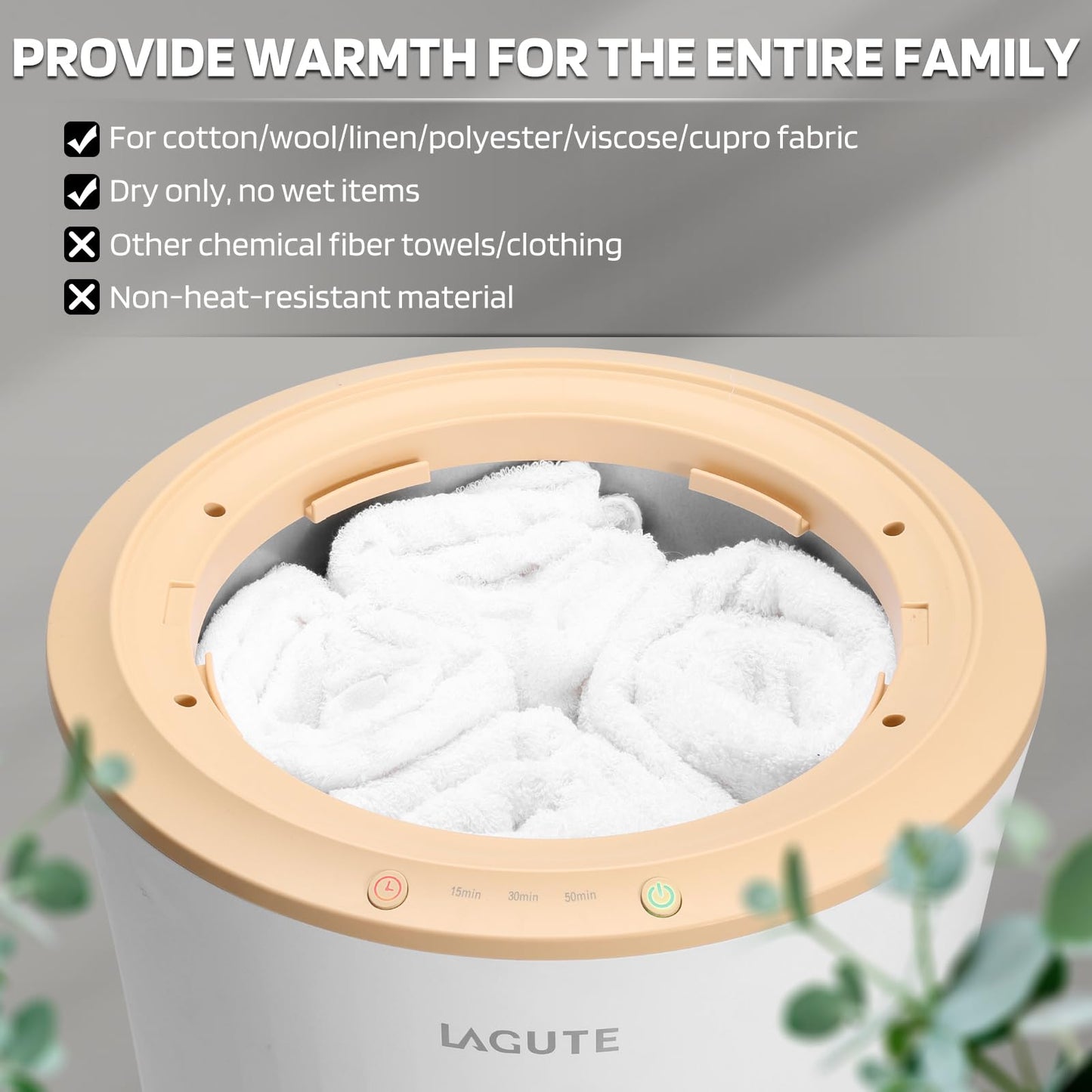 Lagute iSnug Towel Warmer for Bathroom, with 3-Level Timer, Warning Alarm & RGB Light, Auto Shut-Off, 5.3 Gal Heating Bucket for Bathrobe, Blanket, Ideal for Gifts