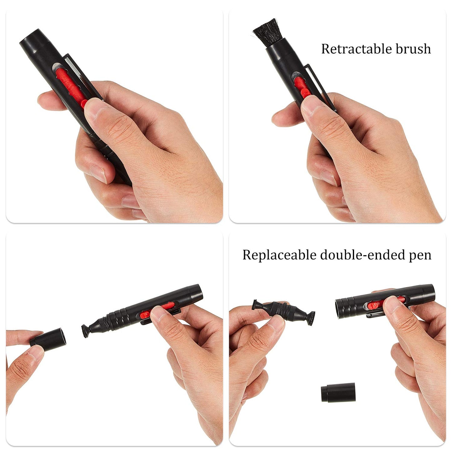 3 Pieces Multifunction Lens Cleaning Pen Brush Lens Brush for Optics Screen Cleaning Pen for Camera SLR Telescope Magnifying Glass Binoculars Spotting Scopes Rangefinders Monoculars