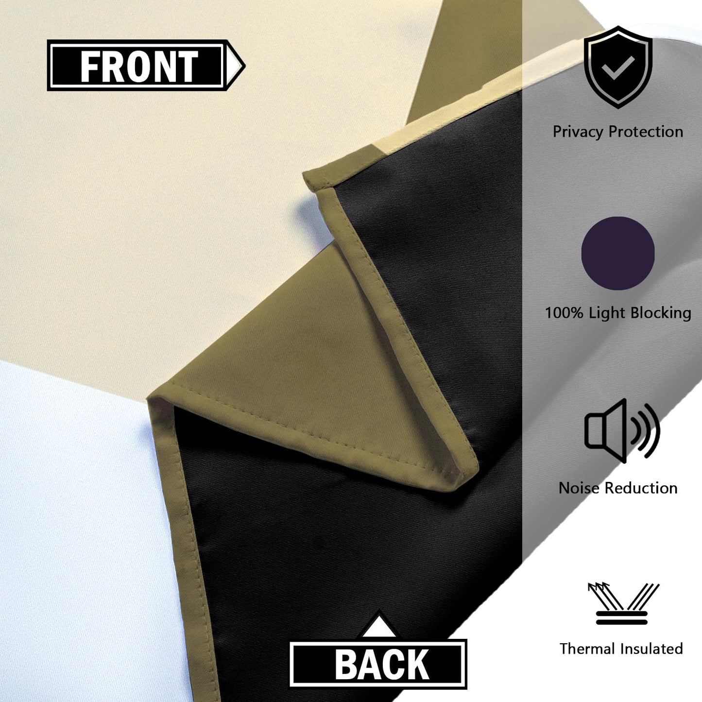 Tyrot Beige 100% Blackout Curtains for Bedroom 63 inch Long 2 Panels Set White Beige Modern Abstract Geometric Black Out Curtains Insulated Room Darkening Window Drapes for Living Room, 52Wx63L