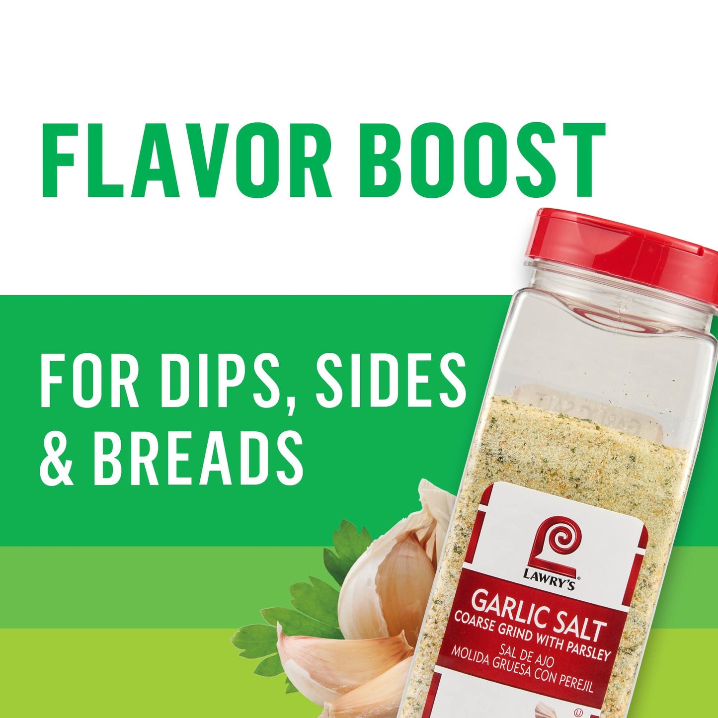 Lawry's Coarse Grind Garlic Salt with Parsley, 28 oz - One 28 Ounce Container of Garlic Salt and Parsley Seasoning for Beef, Poultry, Stir-Fry and Pasta