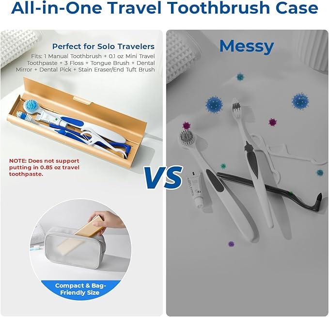 Wider Aluminum Toothbrush Travel Case, Portable Travel Toothbrush Holder