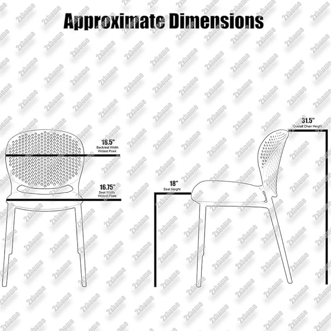 2xhome Set of 4 Patio Dining Chairs | Modern Stackable Outdoor Pool Side Chair | Weather Resistant Plastic for Yard, Porch, Balcony, Kitchen, Orange