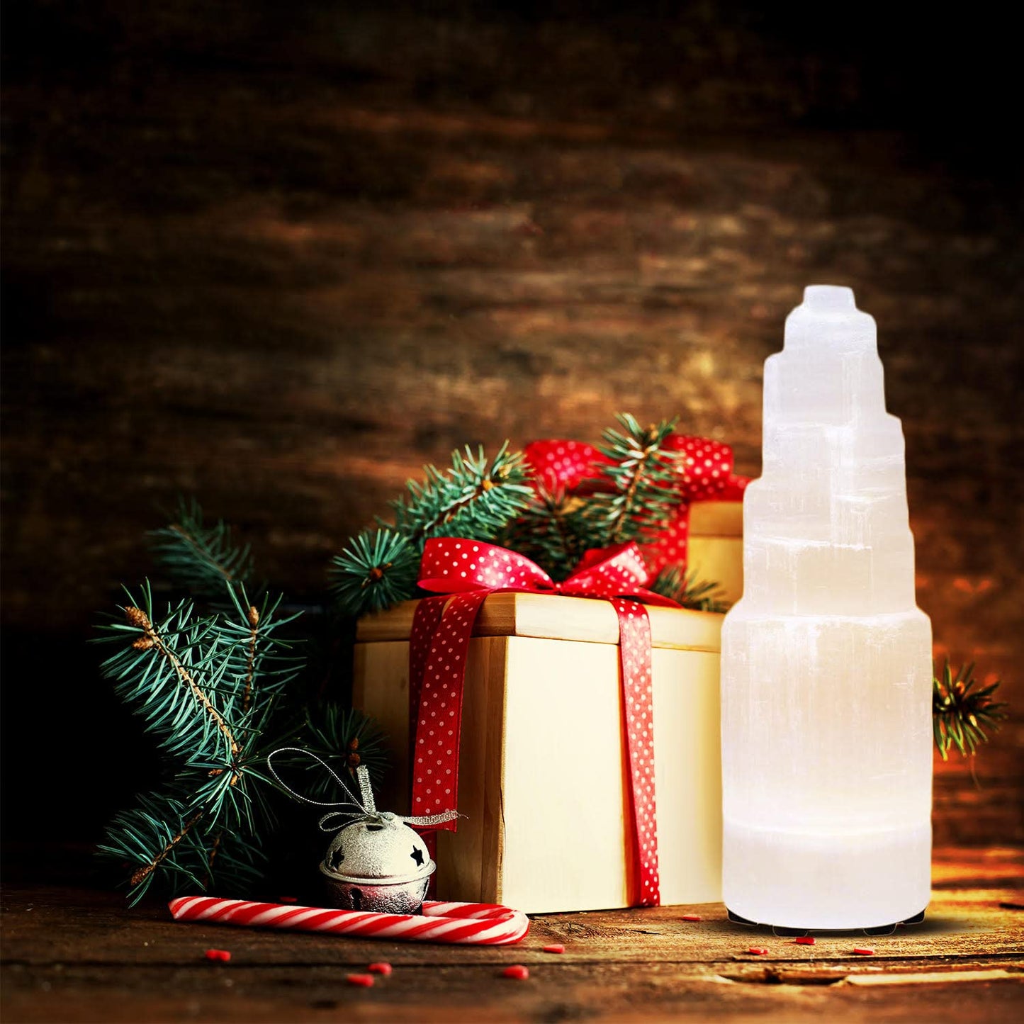 Himalayan Glow WBM Selenite Tower Skyscraper 10cm, Natural Home Decoration & Meditation Crystal Selenite Stone -3 PCS Selenite Lamp, (Pack of 3), White
