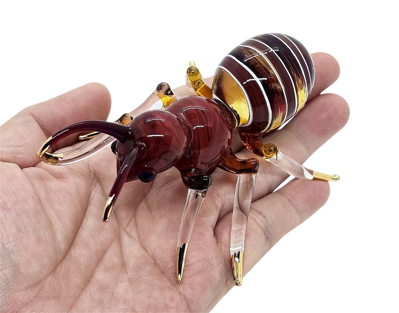 WitnyStore 4" Red Yellow Ant Formicidae Insect Blown Glass Figurine Premium Hand-Blown Statue Tabletop Decoration Unique Collectible for Adult Collectors Elegant Home Room Decor