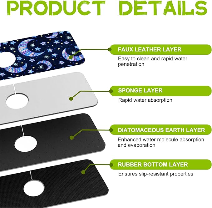 Kitchen Sink Splash Guard Faucet Mat Super Absorbent Fast Drying Mat Guard