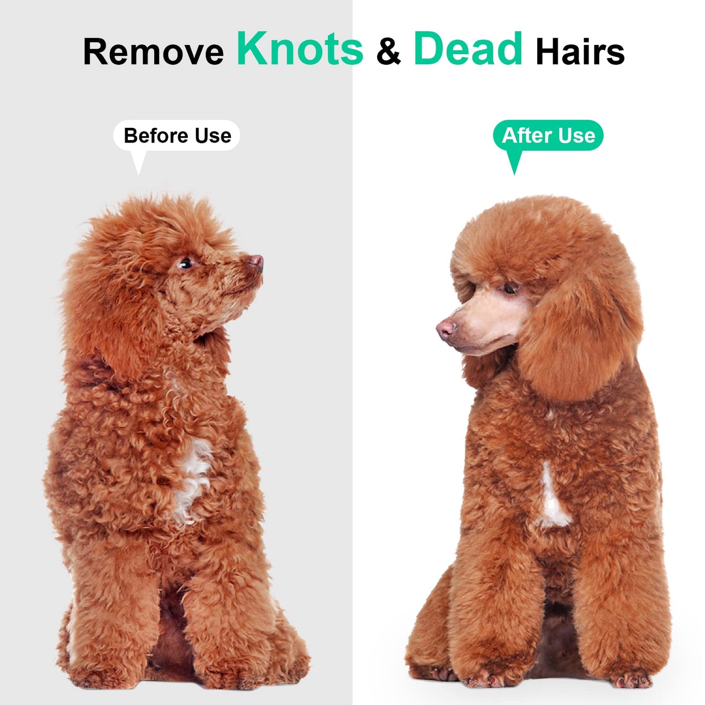 Cat Brush, Dog Grooming Brush, Rabbit Comb for shedding, LIUCOLI Professional Pet Hair Remover Rake - Eliminates Tangles Knots for Long/Short Hair, Removes Dead Undercoat and Loose Hairs Green