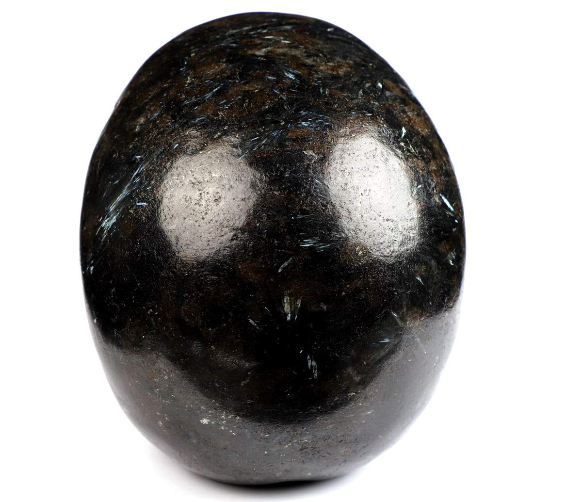 Skullis 5.0" Russian Arfvedsonite Crystal Skull, Hand Carved Gemstone Fine Art Sculpture, Reiki Healing Stone Statue.