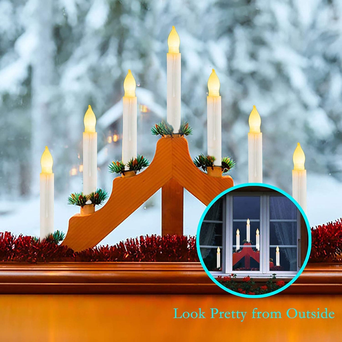 xunhuimemory 12PCS Flameless LED Taper Candles Lights, Battery Operated Candlesticks with Warm White Flickering Flame, 0.79 x 6.5 Inches Dripless Fake Floating Taper Candles