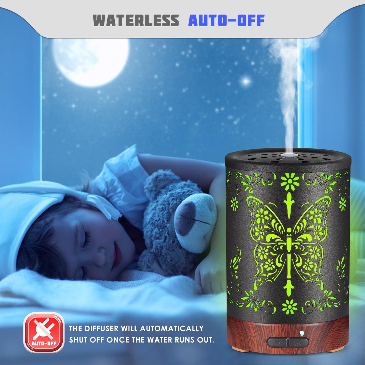 Essential Oils Diffuser,Aromatherapy Diffuser,Birthday for Women Mom Grandma,Metal Cool Mist Humidifier with 7 Colors Lights Waterless Auto Off Air Diffusers (Dragonfly)