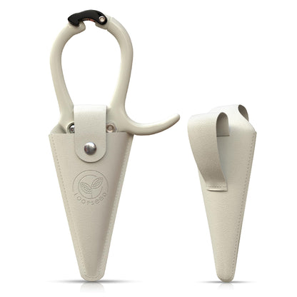 LOOPSEED Plant Pruning Shears with Vegan Leather Sheath Garden Trimming Scissors with Belt Holster Bonsai Trimmers Herb Snips Flower Clippers Modern Tools 2 Piece Bundle (Cream Pruner Beige Sheath)