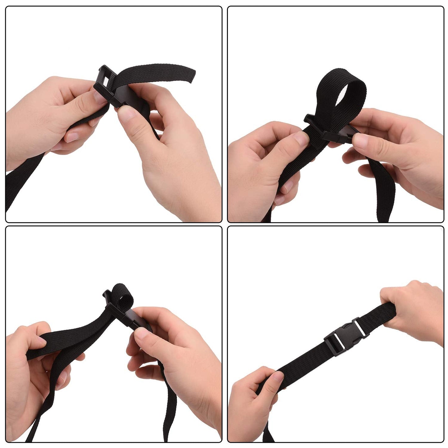 6 Pack Luggage Nylon Straps with Quick Release Buckle Utility Straps for Travel Packing Outdoor Sports, M, Black