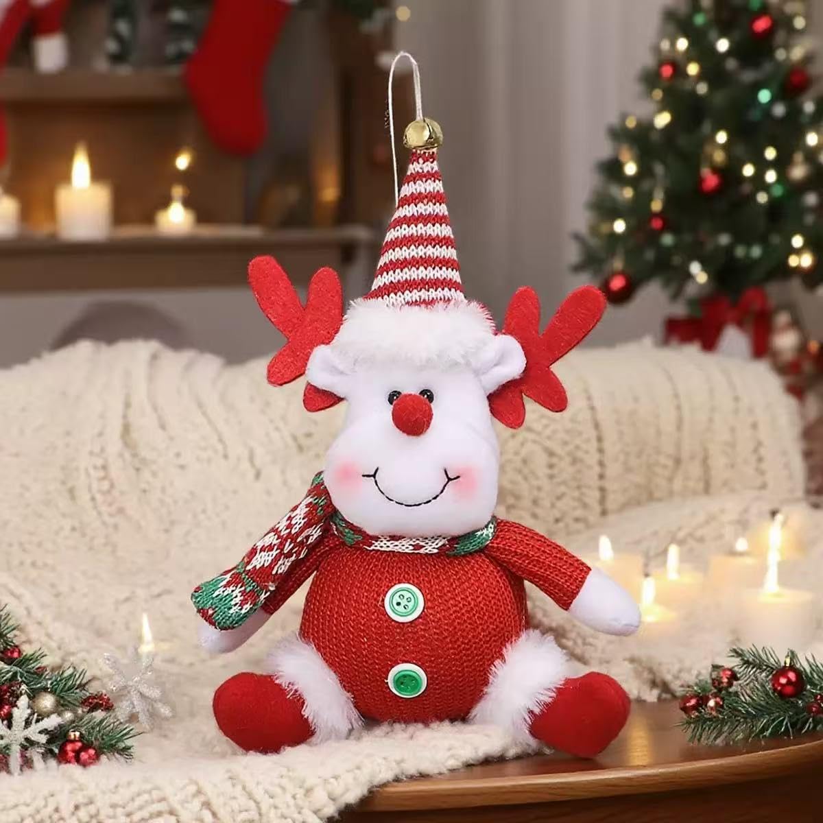 3PCS Christmas Tree Ornaments, Plush Santa Snowman Reindeer Decorations,Hanging Xmas Ornaments Holiday Party Decor